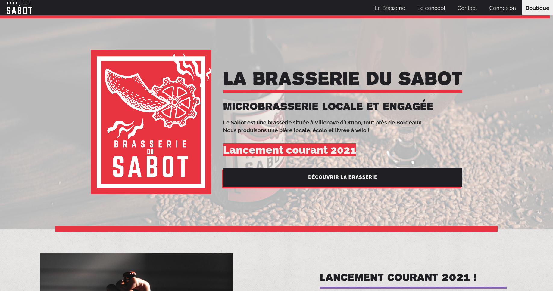 Homepage du site de la brasserie