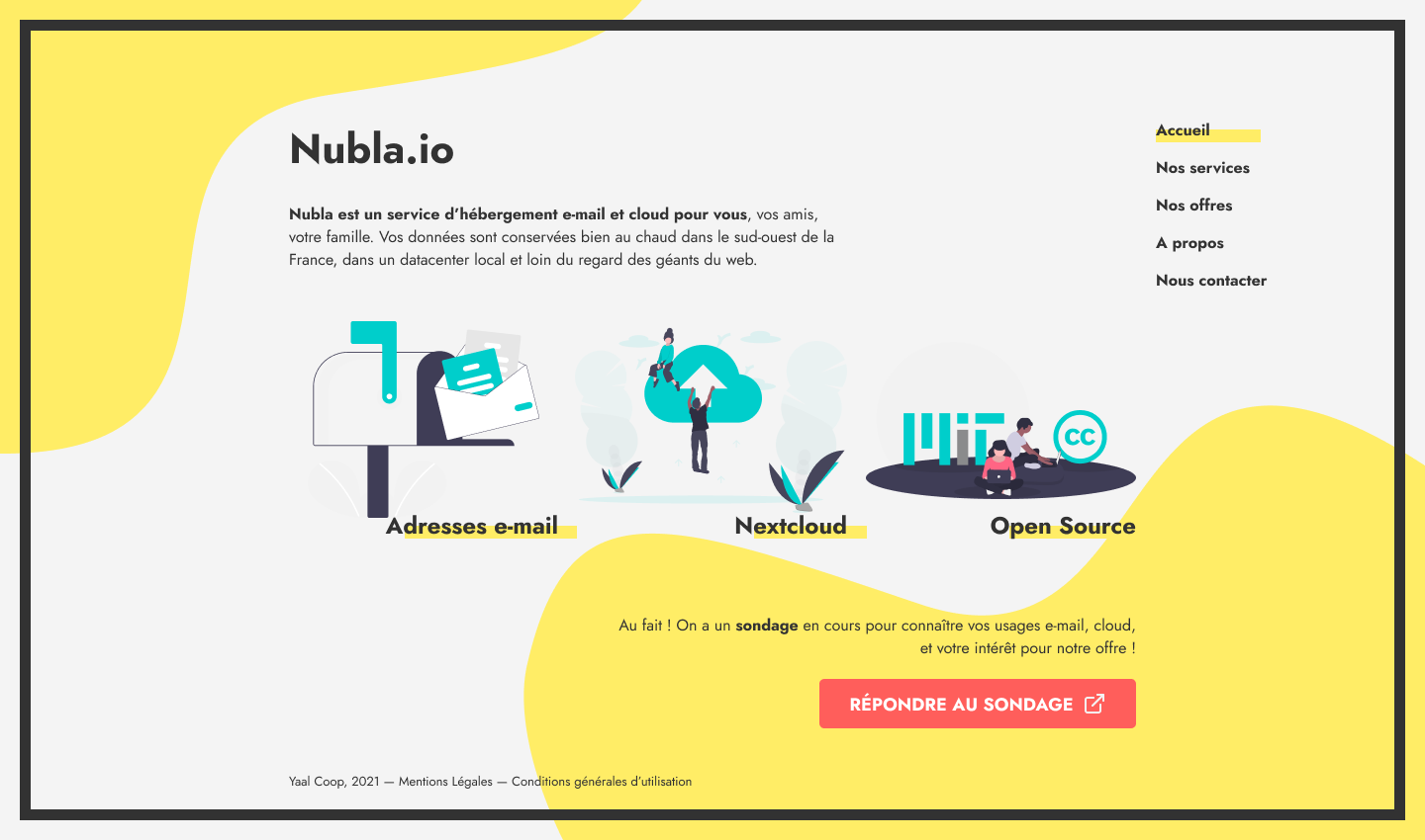 Maquettes graphiques du site Nubla.io